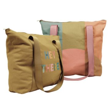 Large Full Color Cotton Zipper Tote